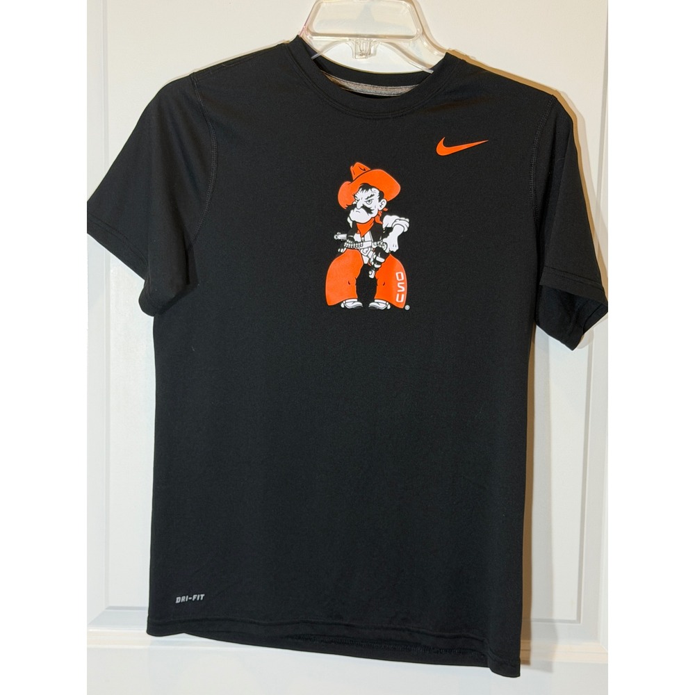 Nike Dri Fit Black Cowboy Mascot Graphic T Shirt Kids Size Large